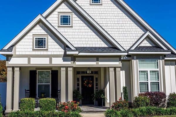 Siding project shown on a residential home