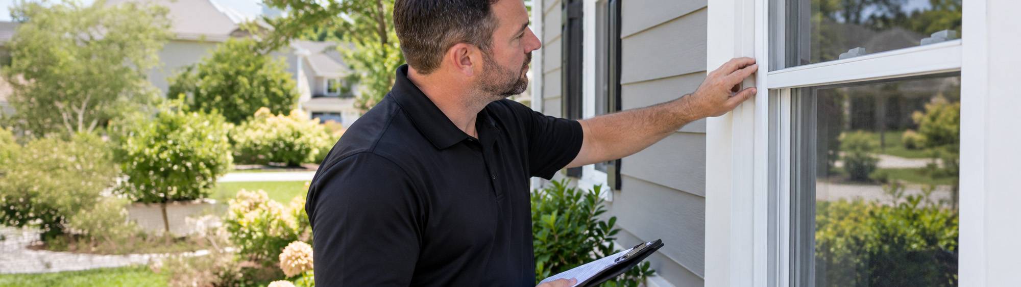 Window contractor inspecting a window in Washington