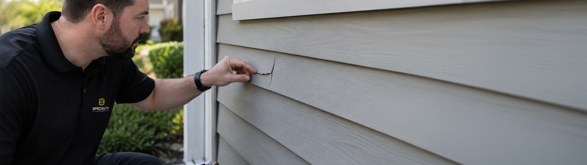 Expert siding contractor inspecting siding in Idaho