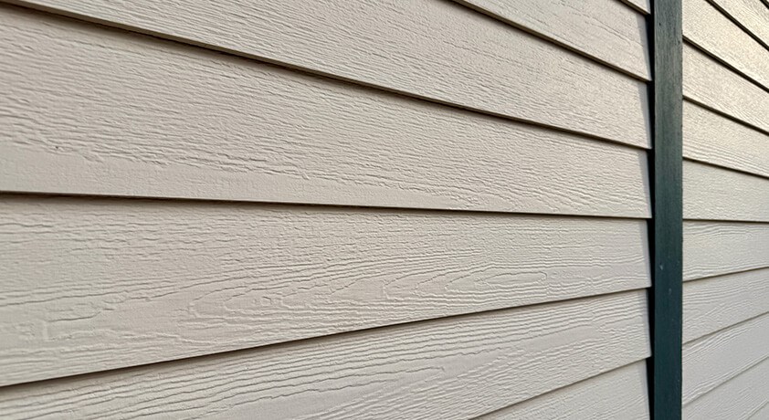 Close up view of vinyl siding